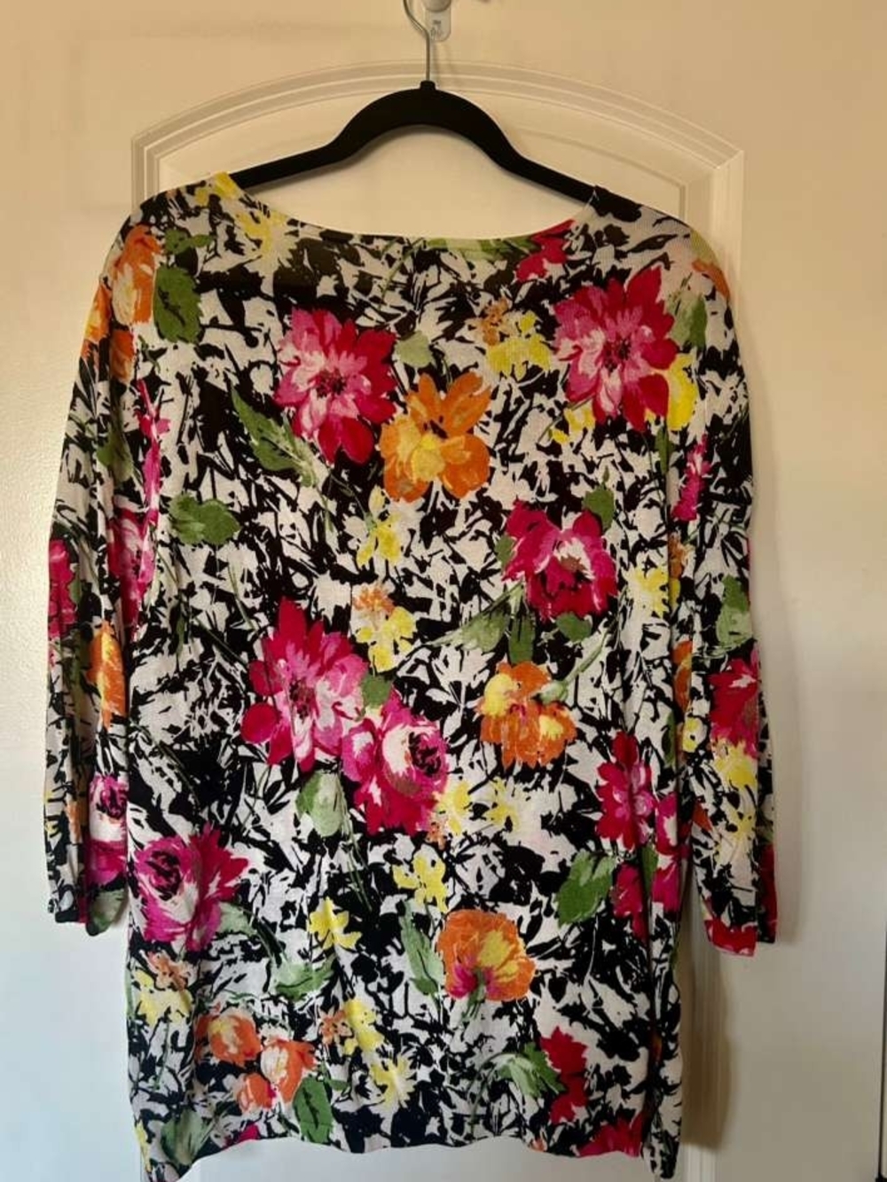 Lauren Ralph Lauren Floral Boatneck Top in Black, Pink, Orange & Yellow